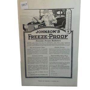 Vintage 1917 Johnson’s Freeze Proof Ad Advertisement Prevents Frozen Radiators
